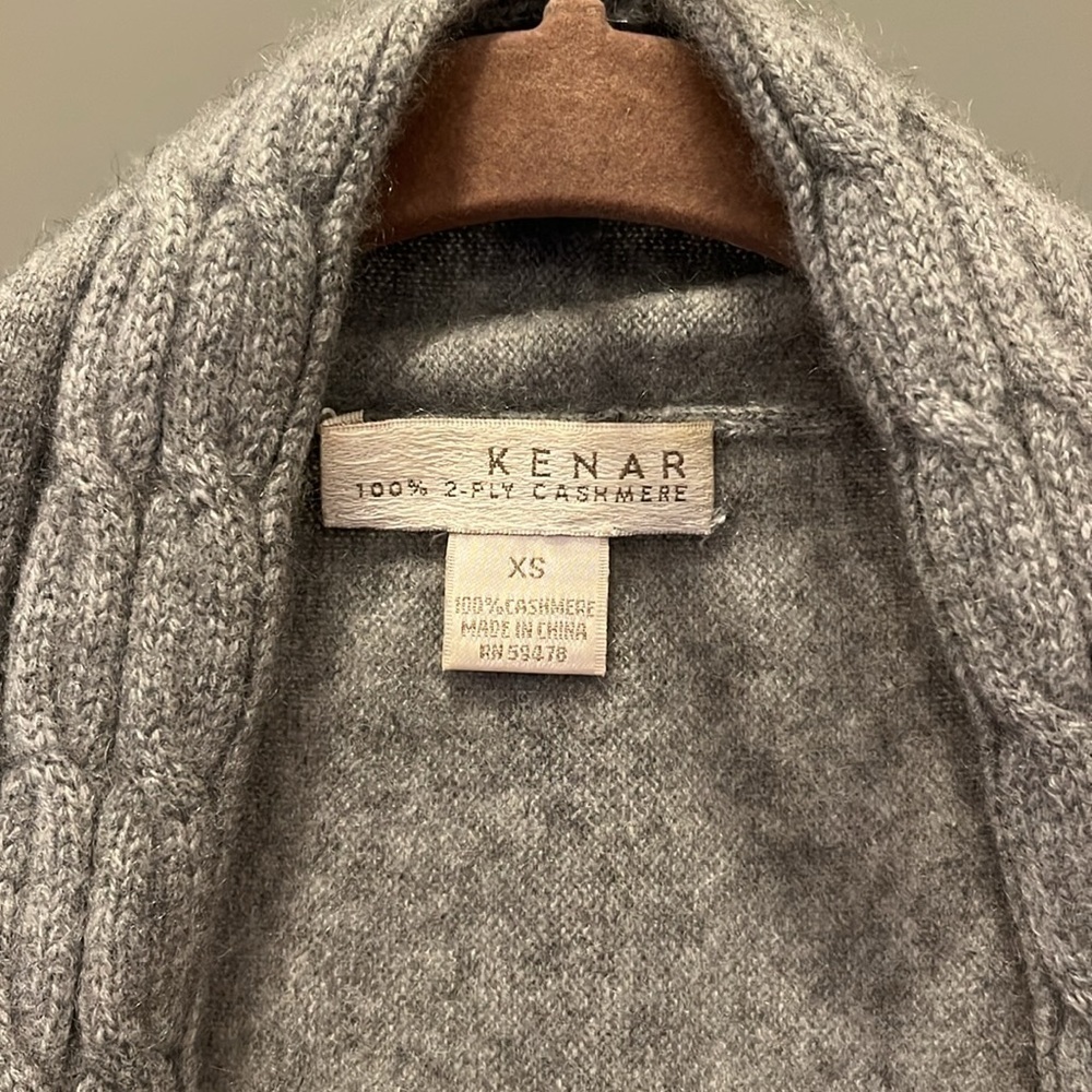 🇪🇸🐠KENAR 100% 2-Ply Cashmere boho Open Cardigan Sweater cable short sleeve XS - Picture 2 of 6